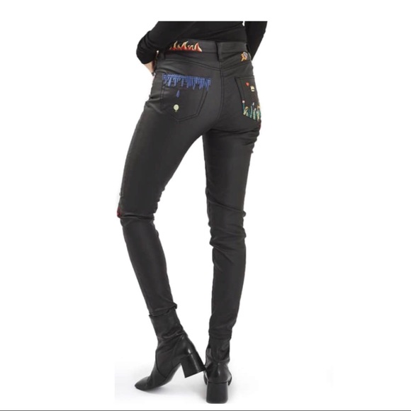 TOPSHOP SCRIBBLE COATED SKINNY JEANS - Picture 7 of 8